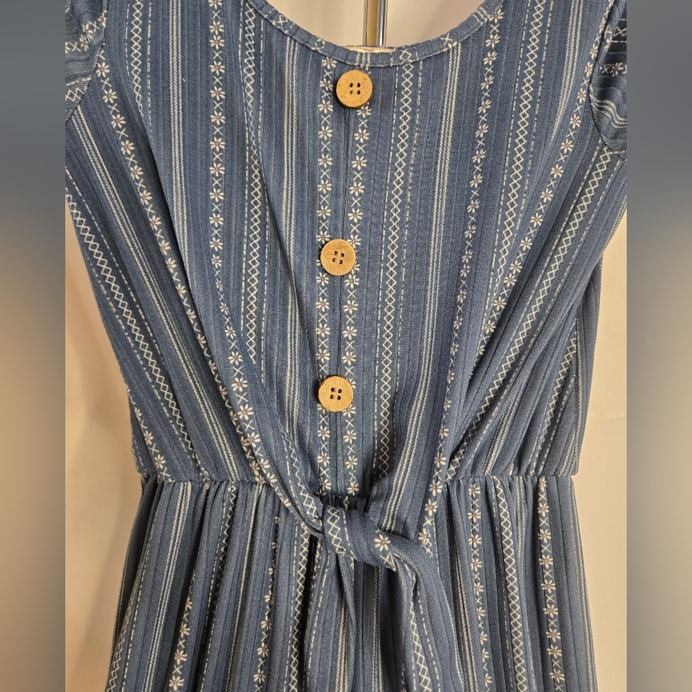 Jenna & Jessie Girls Blue Striped Capri Romper Size 8 – - Picture 3 of 7